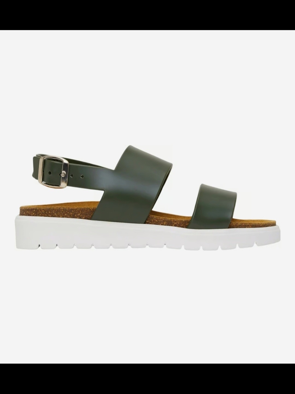 Matt & Nat Olive Green Double-Strap Platform Sandal with White Sole